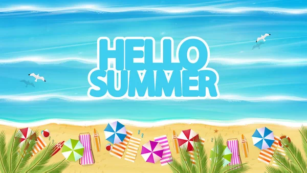 Olá Summer Vector Background Etiqueta Verão Abstrata —  Vetores de Stock