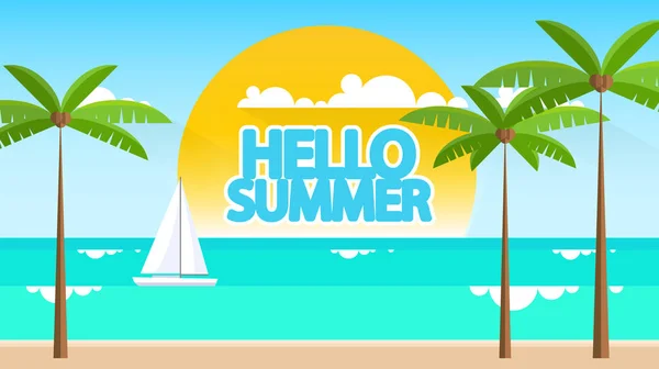 Resumo Summer Vector Background Etiqueta Abstrata Verão Com Paisagem Baixa — Vetor de Stock