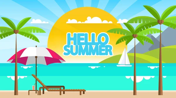 Resumo Summer Vector Background Etiqueta Abstrata Verão Com Paisagem Baixa — Vetor de Stock