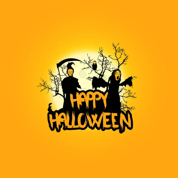 Design Vetor Halloween Com Letras Feliz Halloween — Vetor de Stock