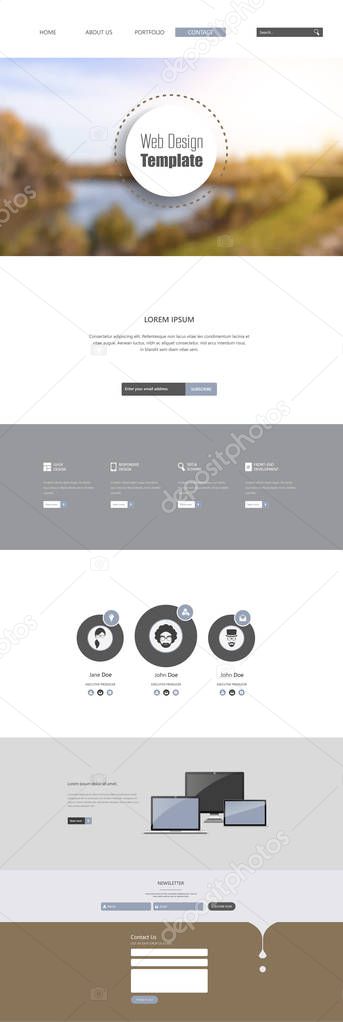 Trendy New One Page Website Template with Blurred Background 