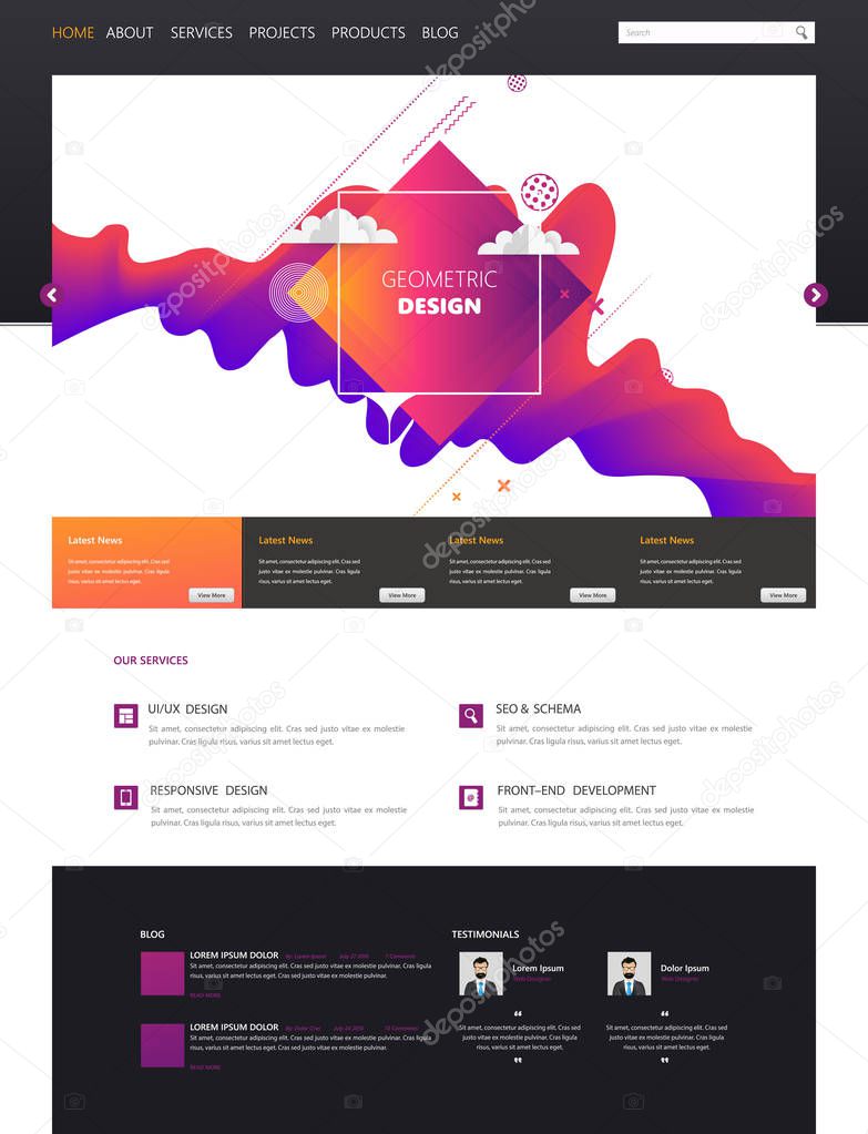 Responsive One Page Website Template with Low-Polygon Background
