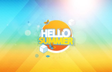 Merhaba yaz vektör arka plan. Soyut yaz etiket 