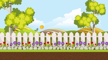 Beautiful Vector Landscape With green park