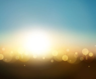 Manzara ve parlayan güneş arka plan bulanıklık. Soyut Tasarım. Vektör çizim