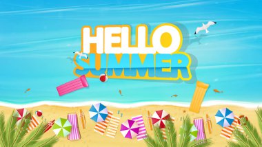 Merhaba yaz vektör arka plan. Soyut yaz etiket 