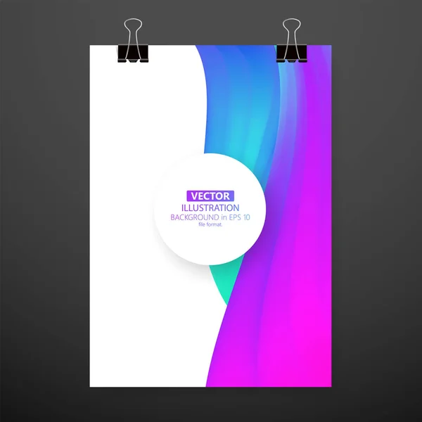 Kleurrijke Abstracte Vloeibare Vloeiende Poster Cover Design Minimale Geometrische Patroon — Stockvector