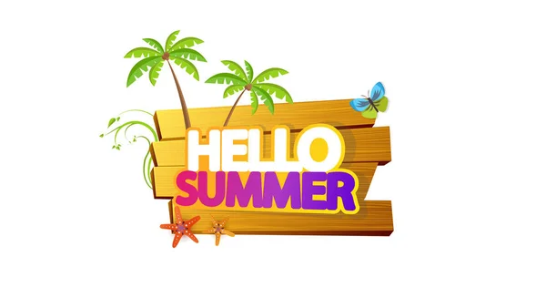 Hello Summer Vector Background Abstract Summer Label — Stock Vector
