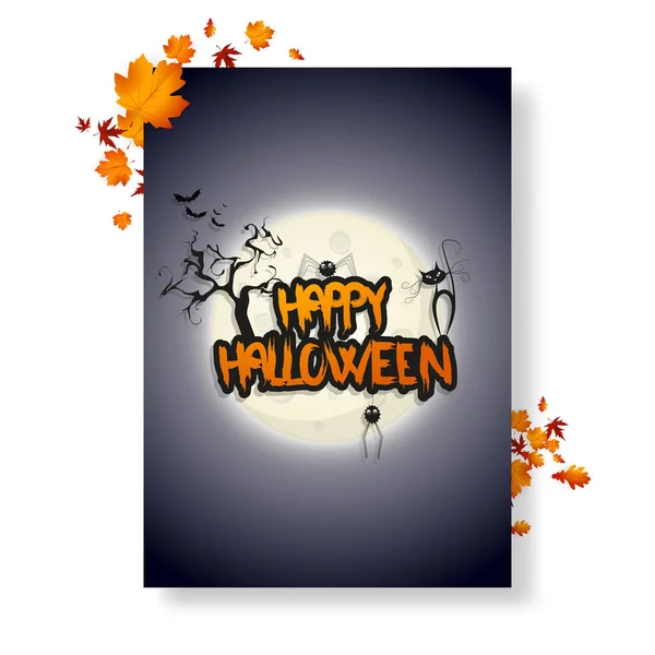 Halloween Vektor Poszter Őszi Levelek — Stock Vector