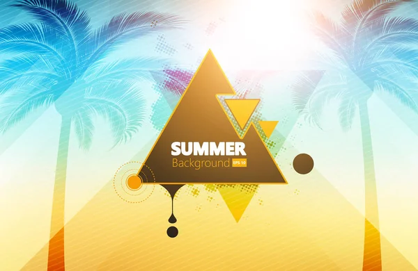 Summer Vector Background with palms. Abstract Summer Label