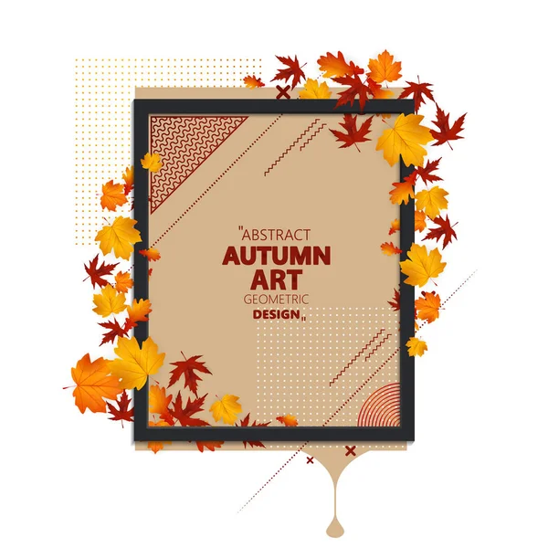 Осенний Абстрактный Рамочный Макет Украшают Листья Покупки Промо Плакат Рамка — стоковый вектор