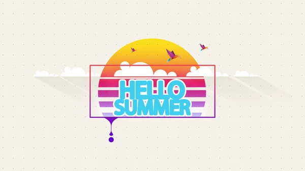 Kartu Penyambutan Musim Panas Vektor Abstrak Halo Summer - Stok Vektor