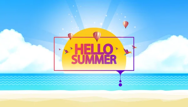 Аннотация Summer Vector Background Абстрактный Летний Ярлык Пляжным Ландшафтом — стоковый вектор