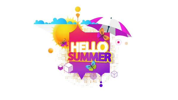 Hallo Zomer Vector Achtergrond Abstracte Zomer Label — Stockvector