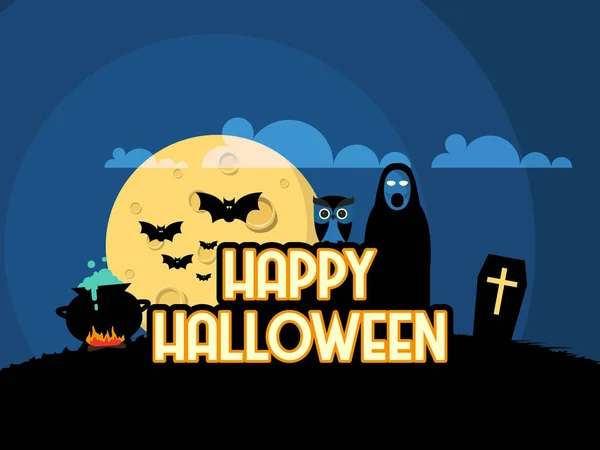Vektorové Ilustrace Ploché Styl Pozadí Happy Halloween — Stockový vektor