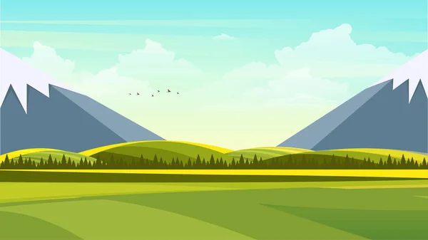 Spring Mountains Landscape — Stock Vector