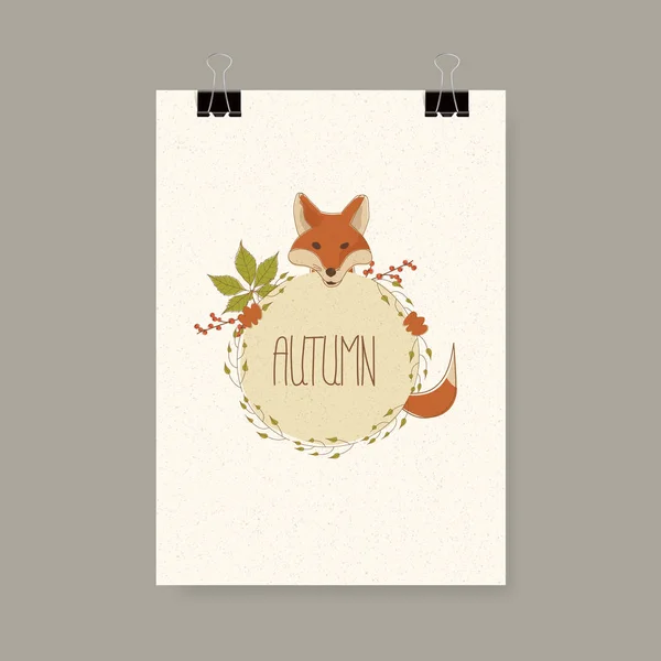 Herbstdesign Mit Fuchs Vektorillustration — Stockvektor