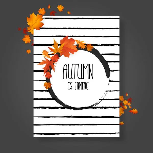 Automne Est Venir Design Automne Avec Des Feuilles Illustration Vectorielle — Image vectorielle