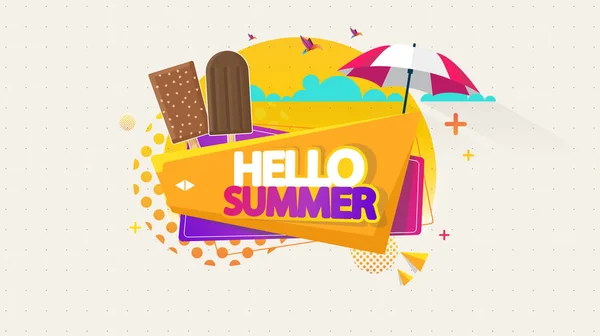 Summer Vector Background Abstract Summer Label Ice Creams — Stock Vector