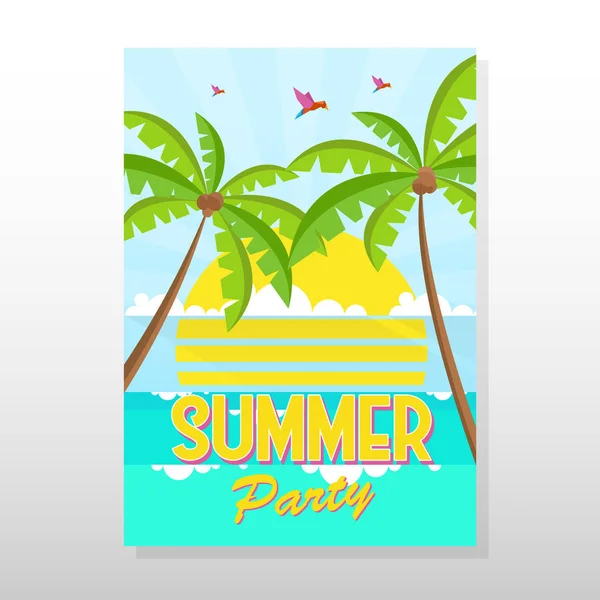 Zomer Flyer Brochure Vlakke Stijl Ontwerp Vector — Stockvector