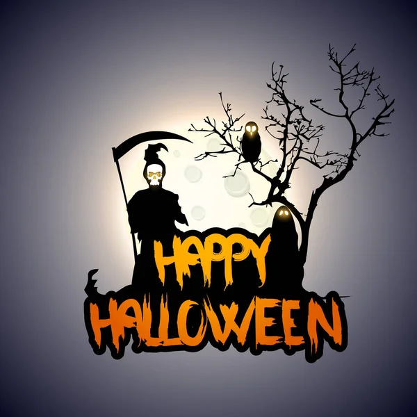 Stile Piatto Vettoriale Illustrazione Sfondo Felice Halloween — Vettoriale Stock