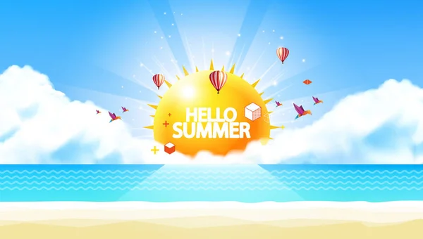 Аннотация Summer Vector Background Абстрактный Летний Ярлык Пляжным Ландшафтом — стоковый вектор