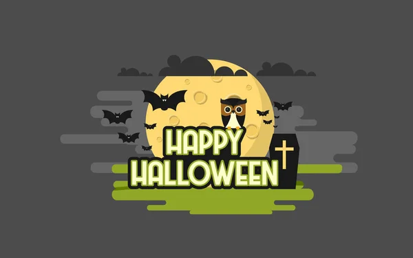 Lapos Stílusú Happy Halloween Háttér Vektor Illusztráció — Stock Vector