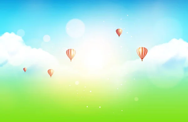 Hete Lucht Ballonnen Hemelachtergrond Abstract Ontwerp Vectorillustratie — Stockvector