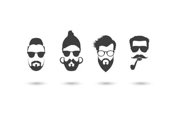 Hipster Gezichten Vector Illustratie Set — Stockvector