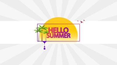 Merhaba yaz vektör arka plan. Soyut yaz etiket 