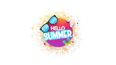 Merhaba yaz vektör arka plan. Soyut yaz etiket 