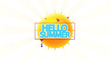 Merhaba yaz vektör arka plan. Soyut yaz etiket 