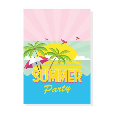 Yaz el ilanı ya da broşür düz stil tasarlamak vektör