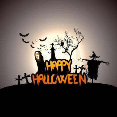 Cadılar Bayramın kutlu olsun arka plan düz stil vektör çizim.