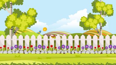 Beautiful Vector Landscape With green park