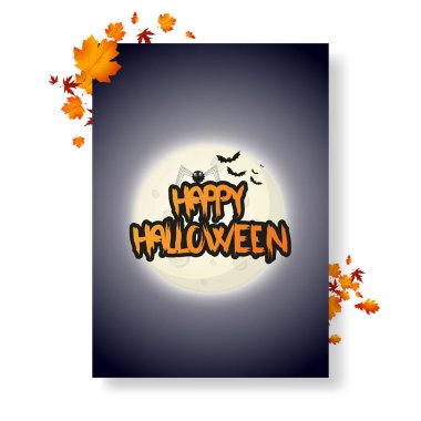 Cadılar Bayramı vektör Poster sonbahar yaprakları ile