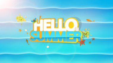 Merhaba yaz vektör arka plan. Soyut yaz etiket 