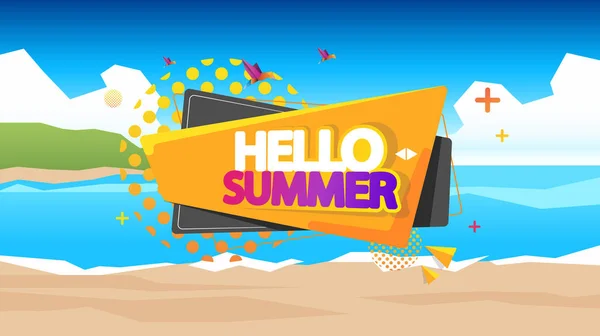 Аннотация Summer Vector Background Абстрактный Летний Ярлык Пляжным Ландшафтом — стоковый вектор