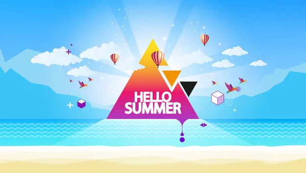 Аннотация Summer Vector Background Абстрактный Летний Ярлык Пляжным Ландшафтом — стоковый вектор