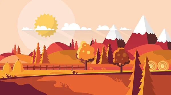 Primavera montañas paisaje — Vector de stock