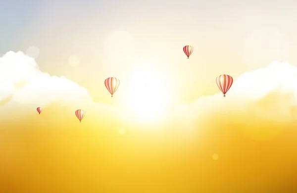Balonów Ogrzane Powietrze Tle Nieba Streszczenie Projektu Ilustracja Wektorowa — Wektor stockowy