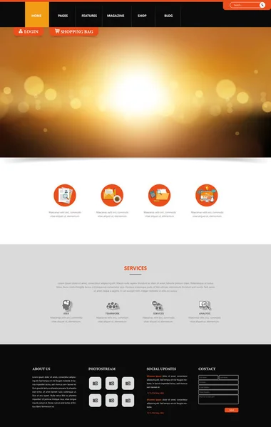 One Page Website Template Simple Clean Design Blurred Header Design — Stock Vector