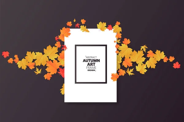 Осенний Абстрактный Рамочный Макет Украшают Листья Покупки Промо Плакат Рамка — стоковый вектор