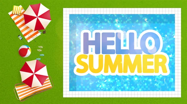 Hello Summer Vector Background Abstract Summer Label — Stock Vector