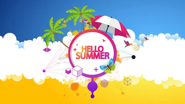 Hello Summer Vector Background Abstract Summer Label — Stock Vector