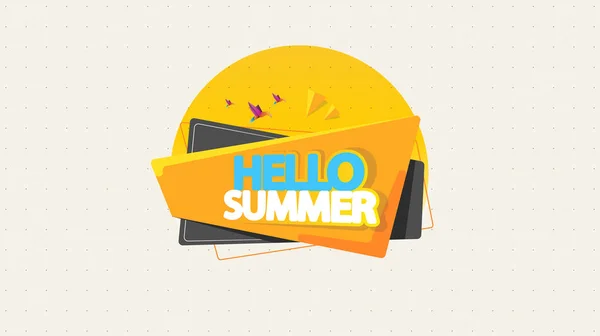 Abstract Vector Summer Greeting Card Hello Summer — Stock Vector