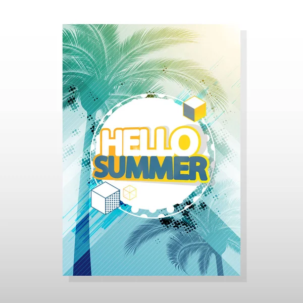 Halo Summer Vector Background Label Musim Panas Abstrak - Stok Vektor