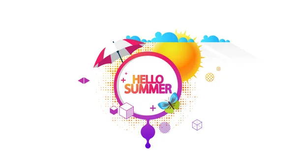 Bonjour Summer Vector Background Résumé Étiquette Été — Image vectorielle