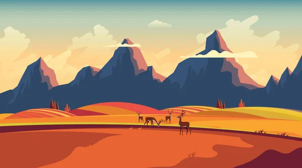 Primavera montañas paisaje — Vector de stock