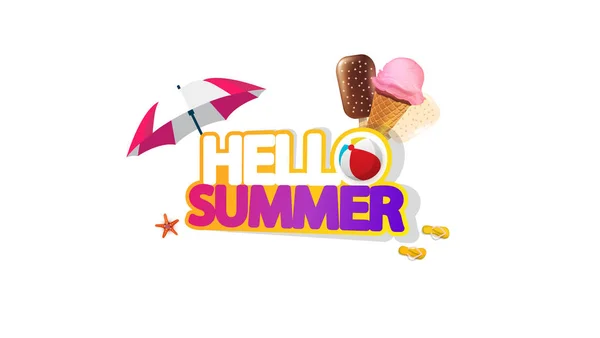 Summer Vector Background Abstract Summer Label Umbrella Ice Creams — Stock Vector